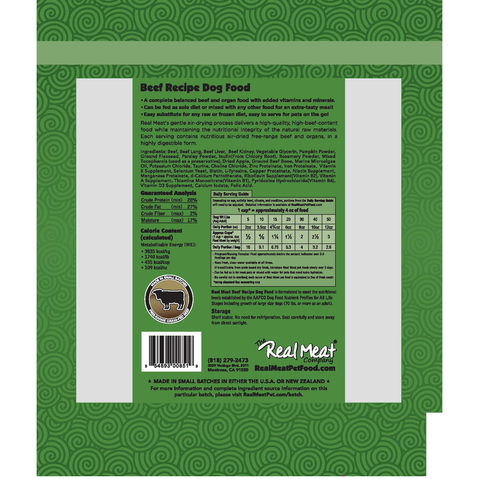 Real Meat Air Dried Dog Food w/Real Beef - 2lb Bag of USA-Crafted  Grain-Free Dog Food Sourced from Hormone-Free, Free-Range, Grass-Fed Beef 